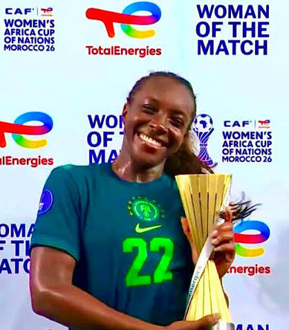 WAFCON 2026: Alozie Wins Player Of The Match Award In Nigeria’s Win Against Zambia