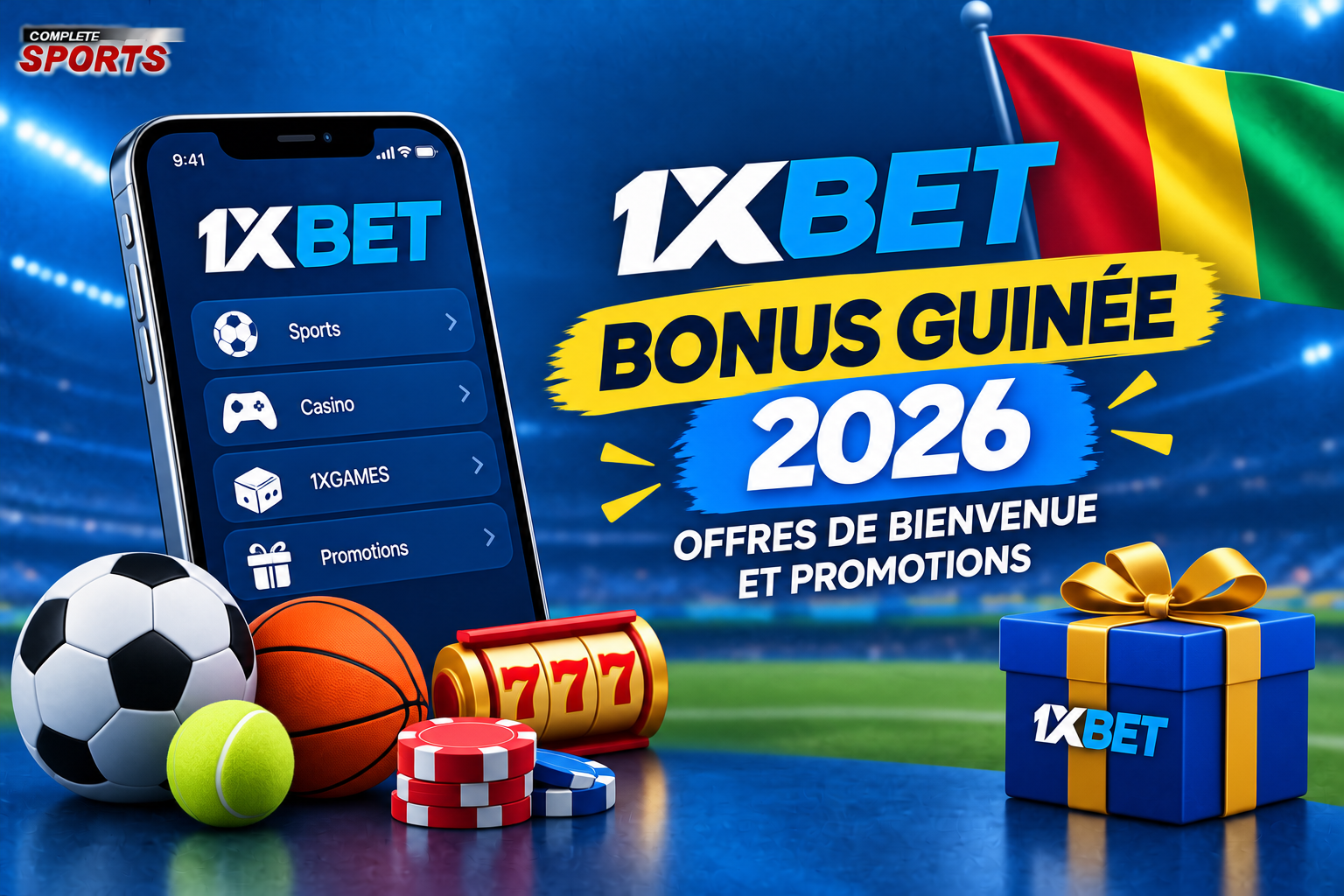 Bonus 1xBet Guinée 2026 - Offres de Bienvenue et Promotions