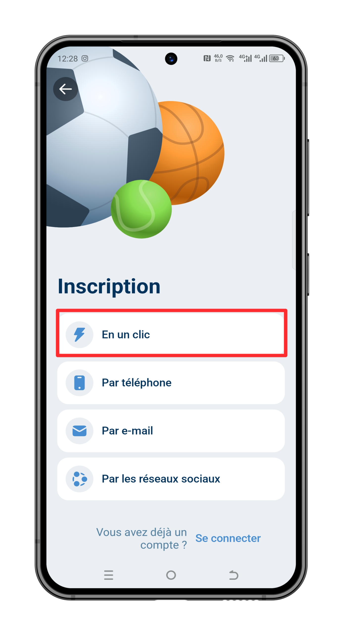 Choisissez l'option « En un clic » ou celle que vous voulez