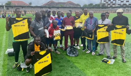NNL: Bayelsa United Receive Jersey Boost From Ex-Players Ahead Of 2026/27 Season Bayelsa United ex-players present jerseys to the club ahead of the 2026/27 NNL season
