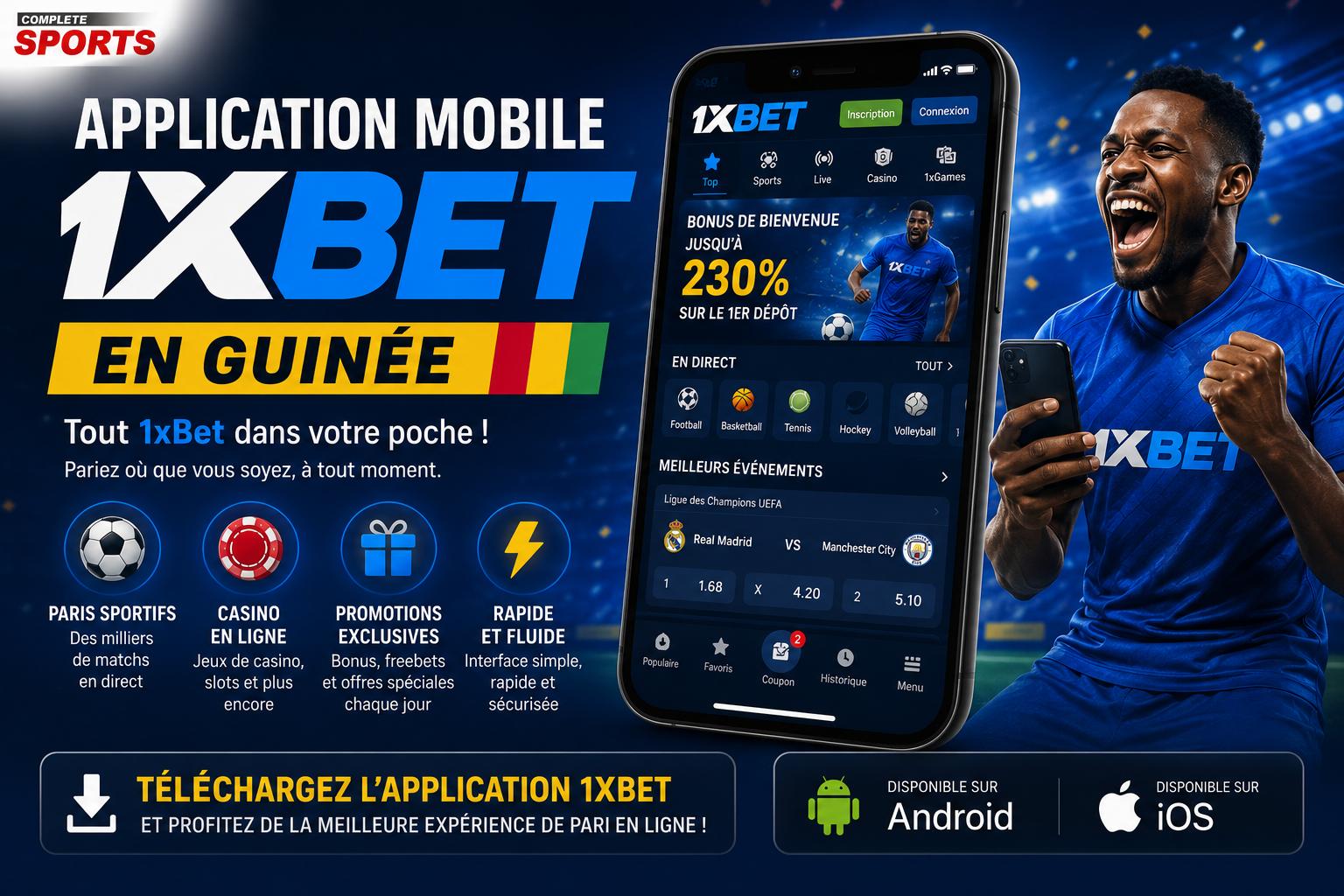 L'application mobile 1xBet en Guinée