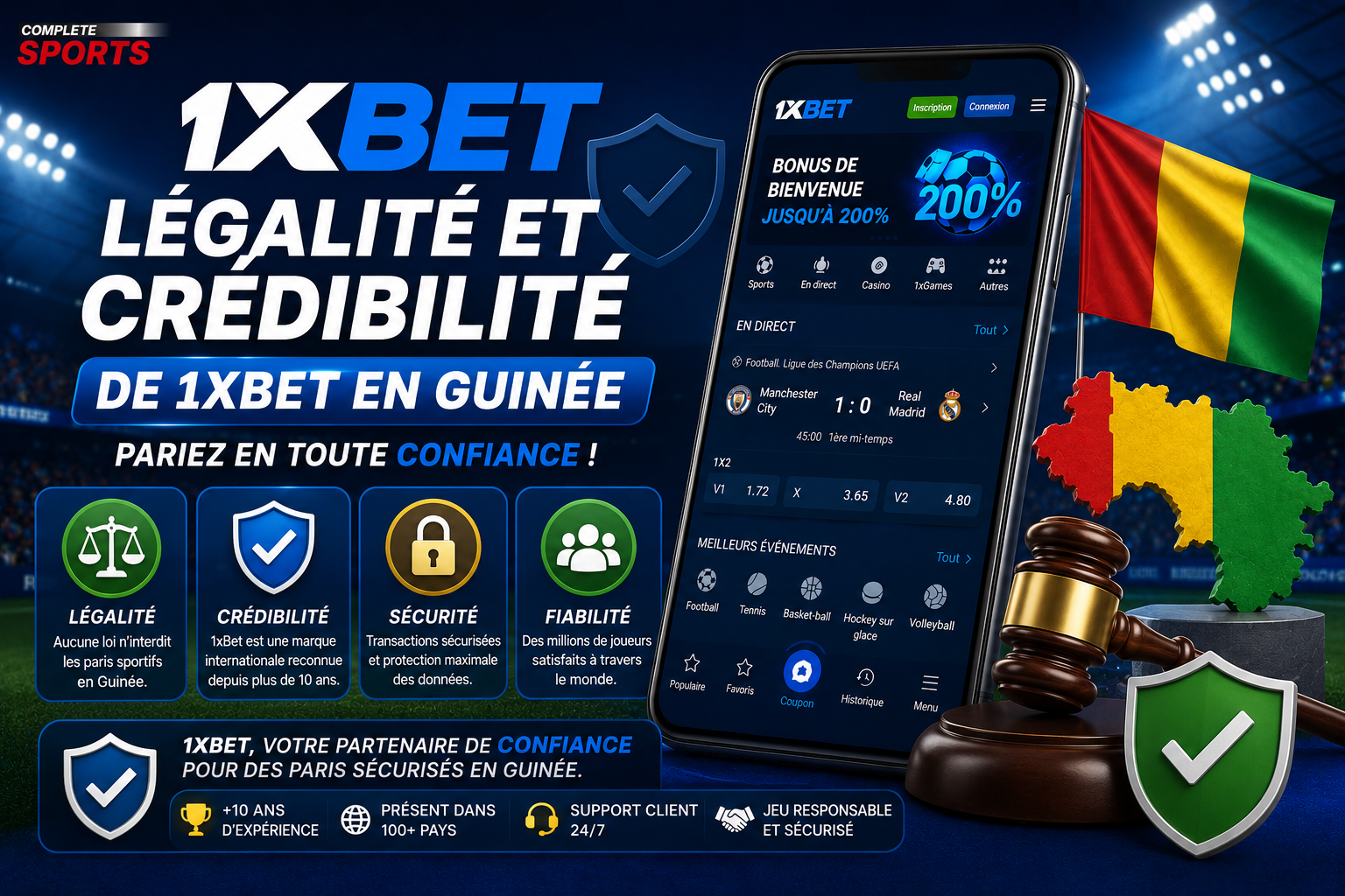 Légalité et crédibilité de 1xBet en Guinée