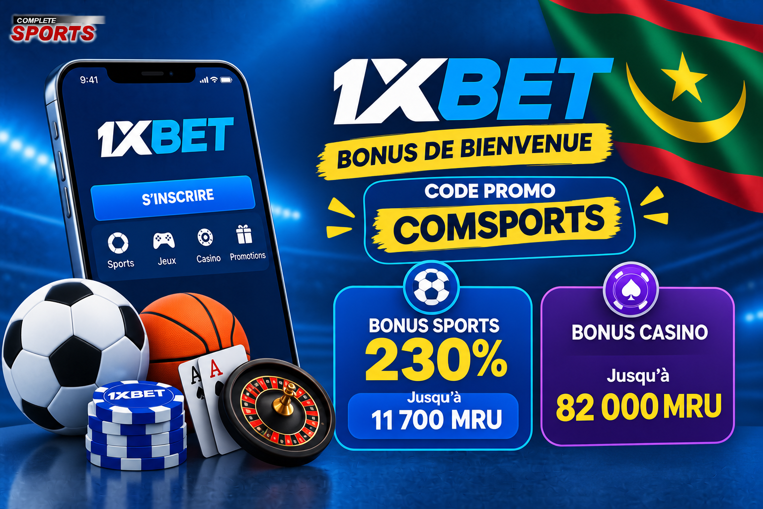 Les bonus de bienvenue avec le code promo 1xBet Mauritanie