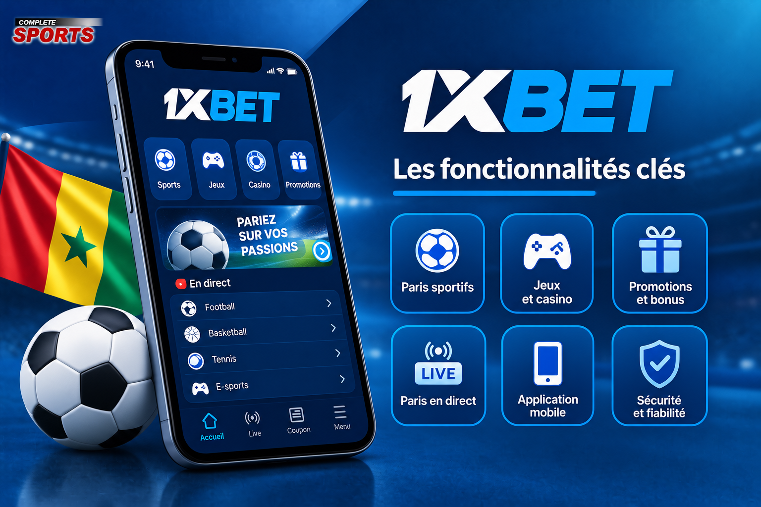 Les fonctionnalités clés de l'app 1xBet Guinée