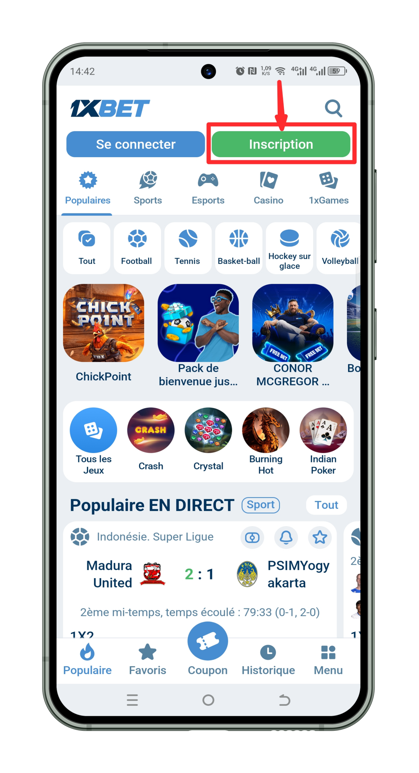 Rendez-vous sur le site officiel de 1xBet
