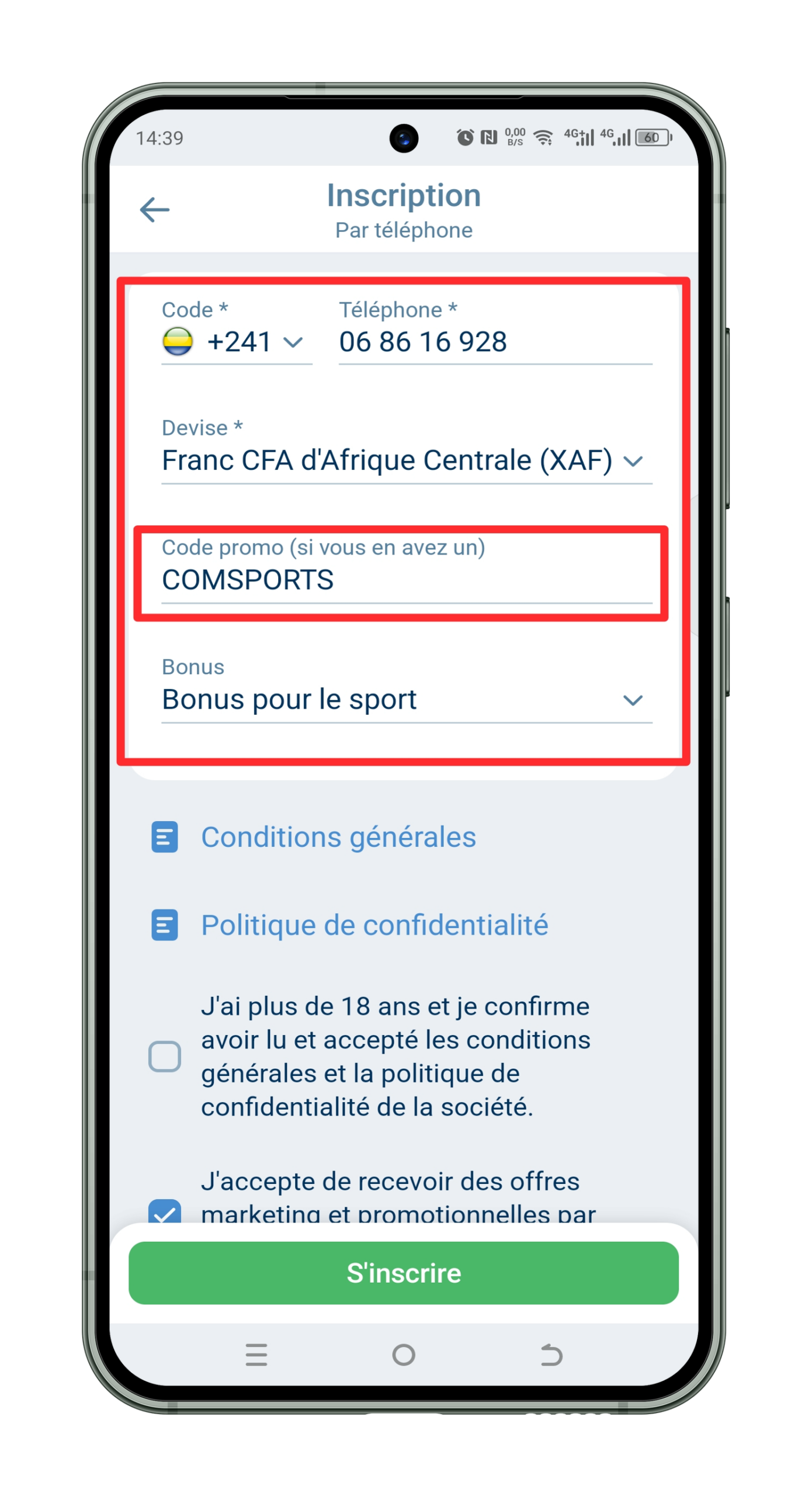 Saisissez le code promo 1xBet Gabon