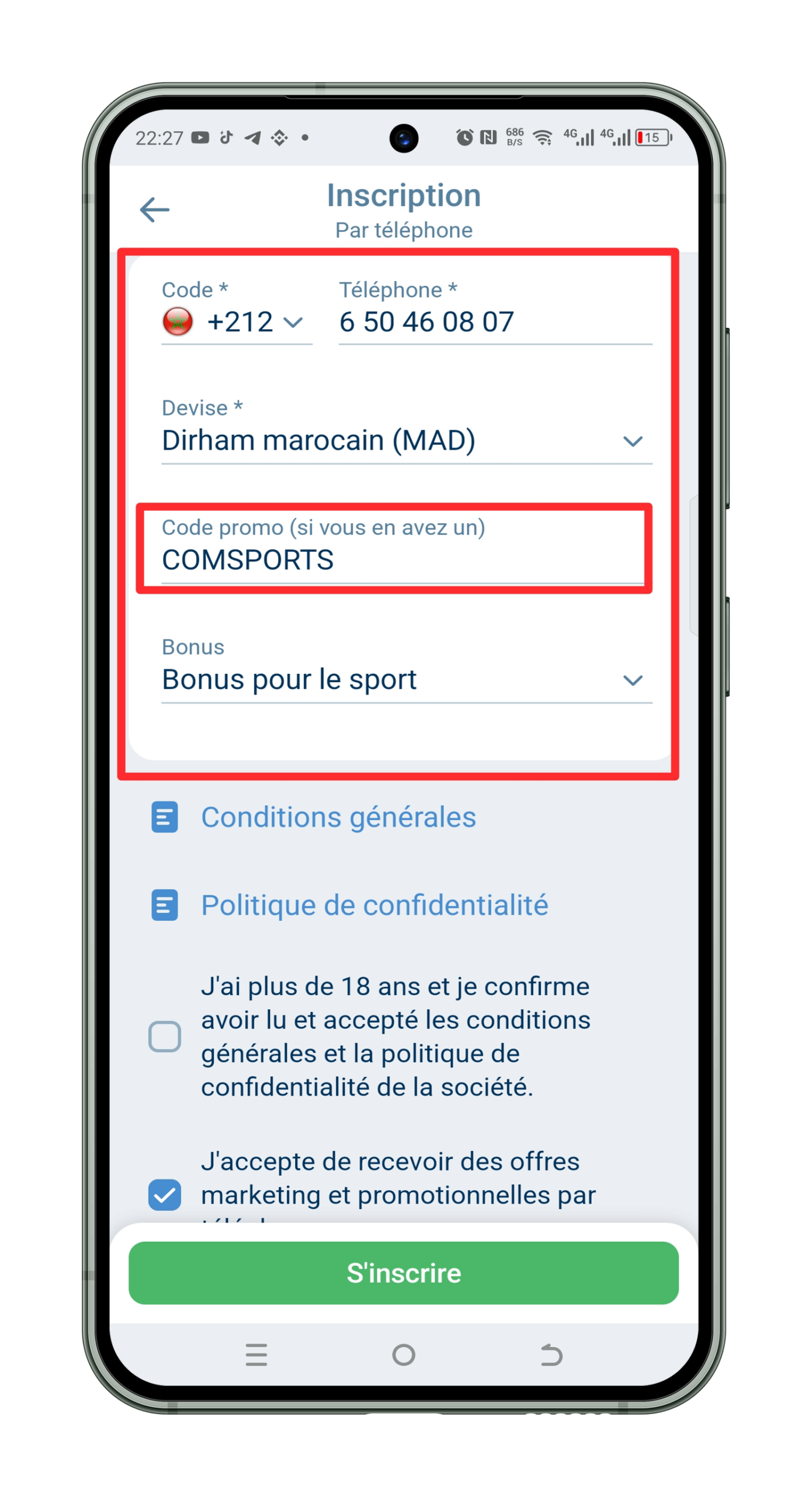 Saisissez le code promo 1xBet Maroc