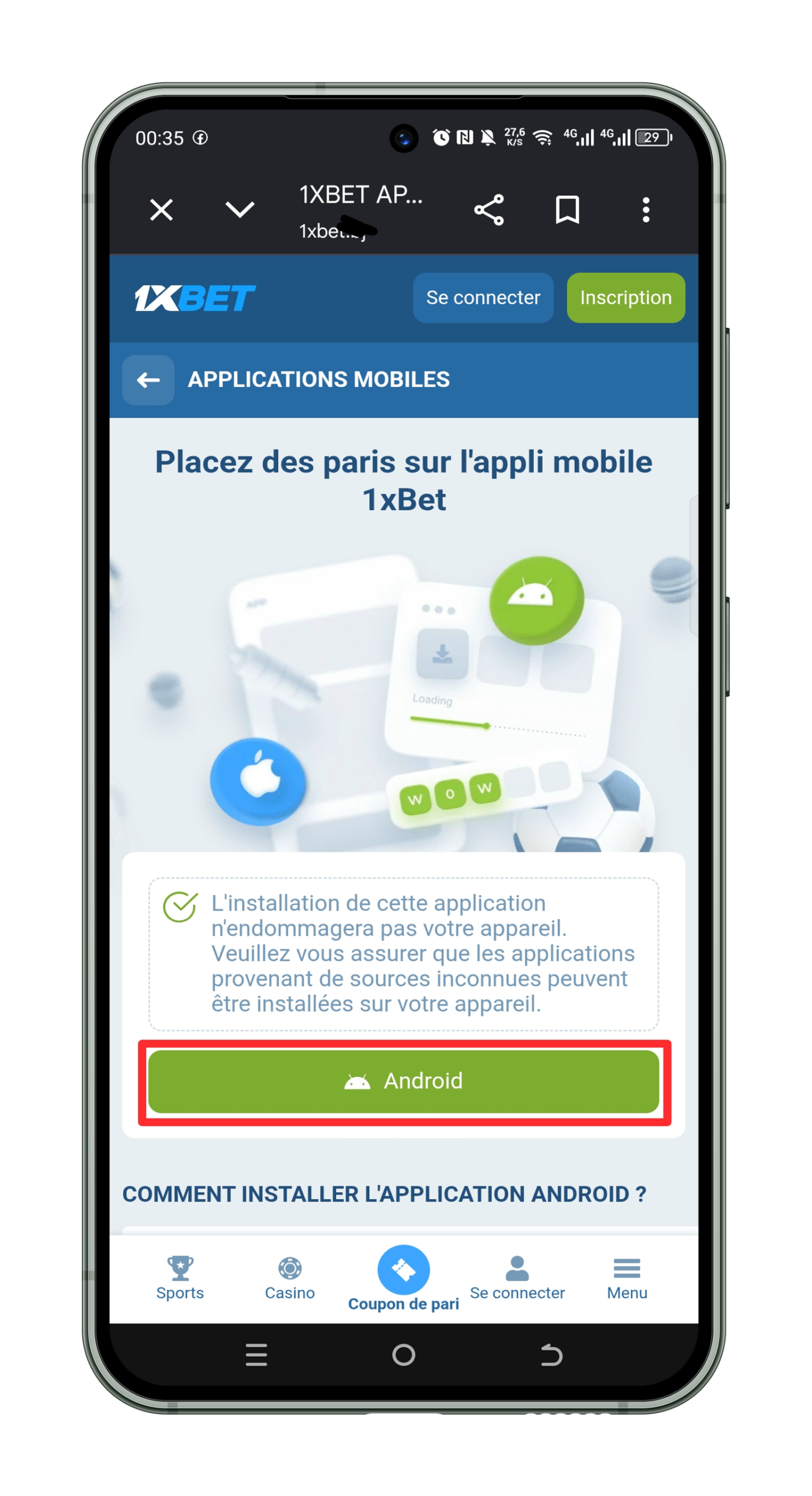 Télécharger le fichier APK 1xBet