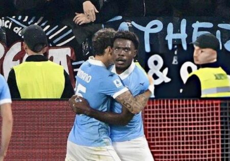 Dele-Bashiru Gets Very High Rating In Lazio’s 3-0 Win At Juventus Dele-Bashiru being celebrated by his Lazio teammate after scoring against Juventus