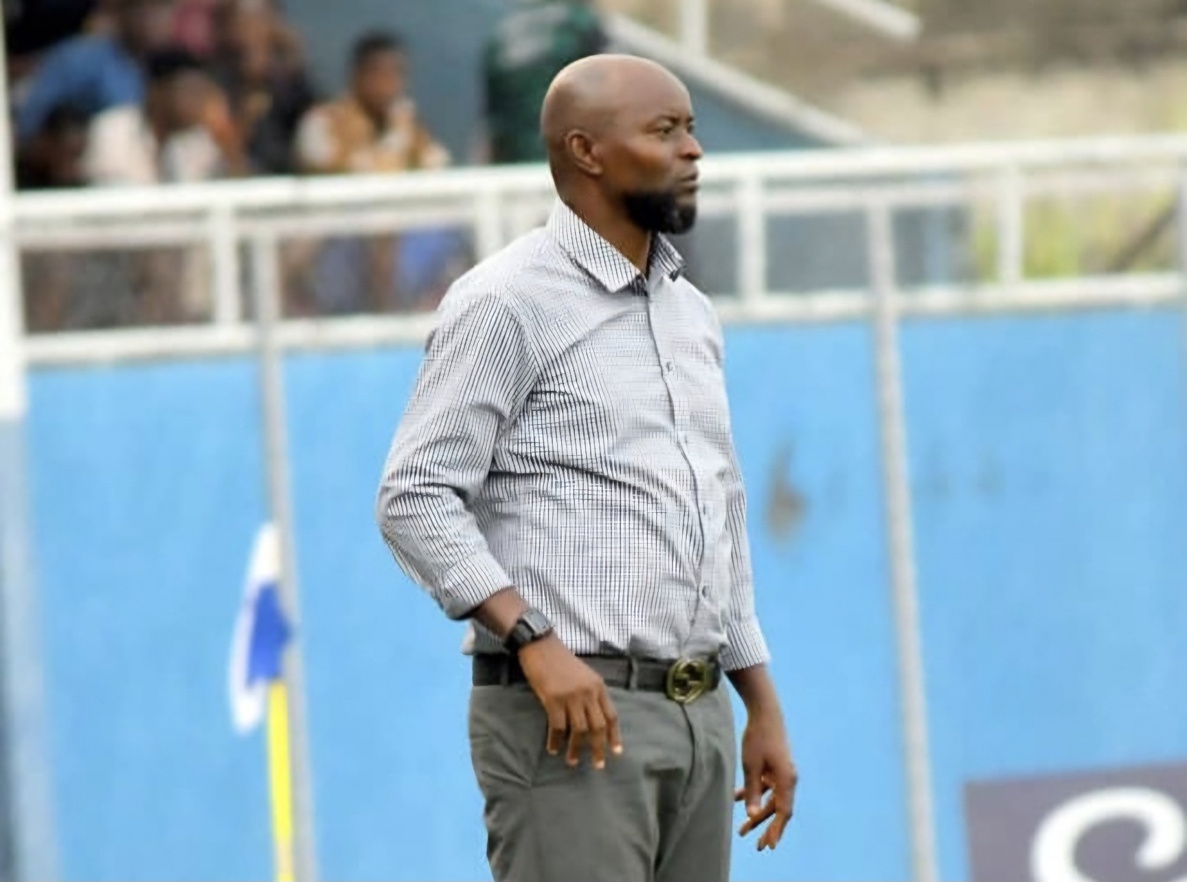 Finidi George, Rivers United technical manager, during an NPFL match.