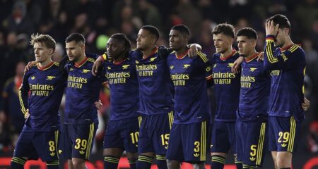 Carabao Cup: Arsenal Set Unwanted Record In Shock Defeat To 4th Division Side Fleetwood Town Arsenal players during penalty shootout defeat to Fleetwood