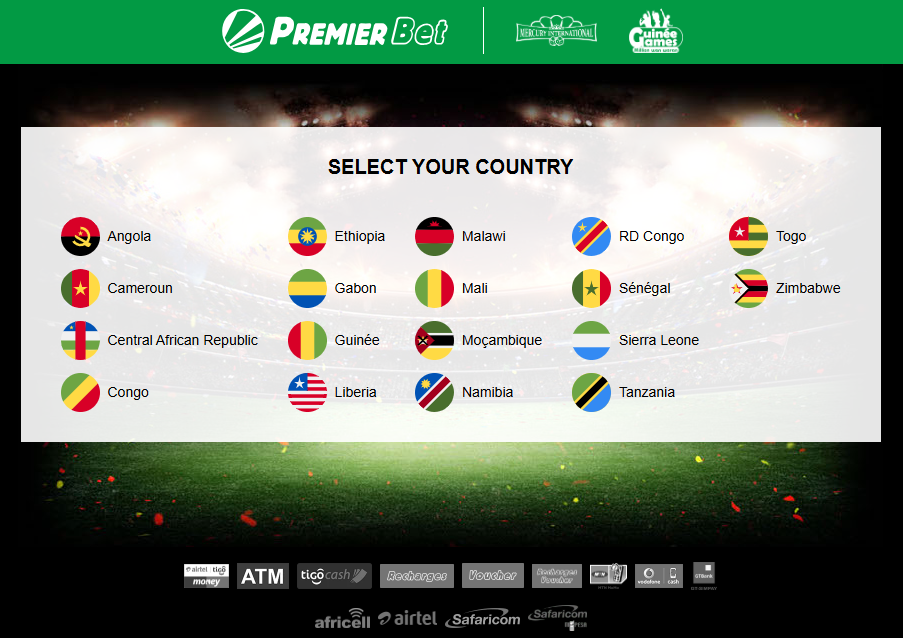 Les pays d'Afrique où PremierBet est disponible