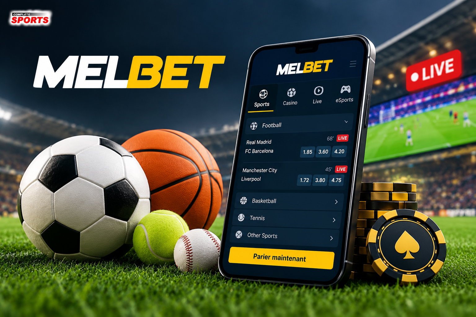 Paris sportifs MelBet – sports, cotes et paris en direct