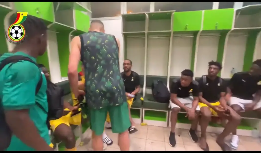 2022 WCQ: Balogun Congratulates Black Stars Players, Officials Inside Dressing Room