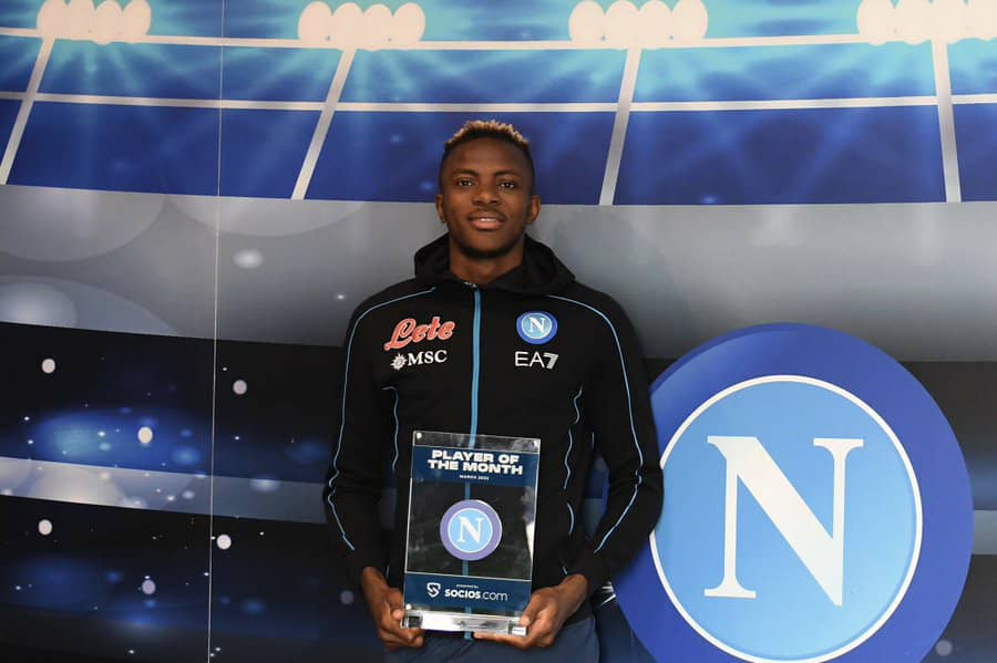 Osimhen Wins Napoli’s March Player Of The Month Award