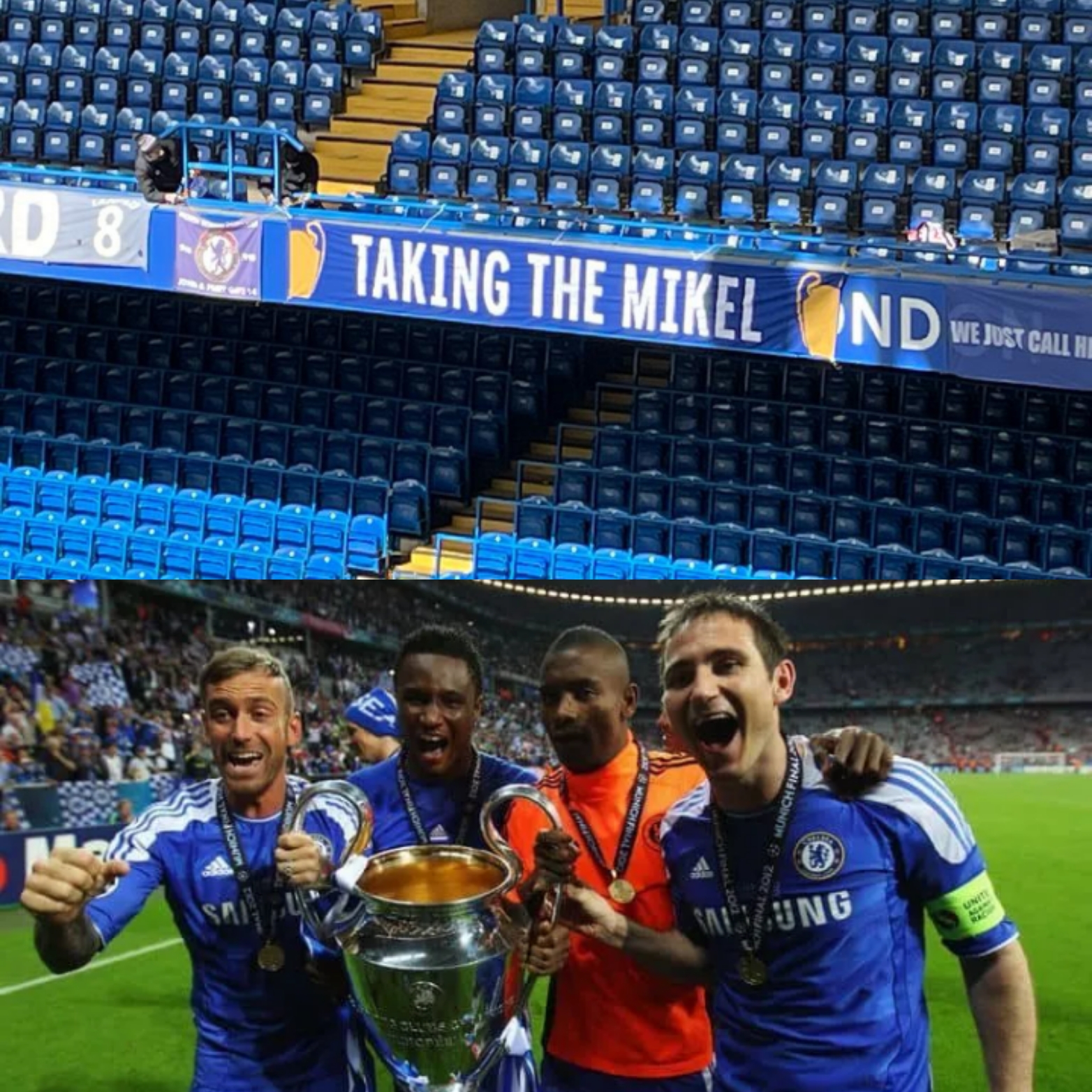 ‘Taking The Mikel’ Banner Unveiled At  Stamford Bridge In Honour Of Mikel Obi