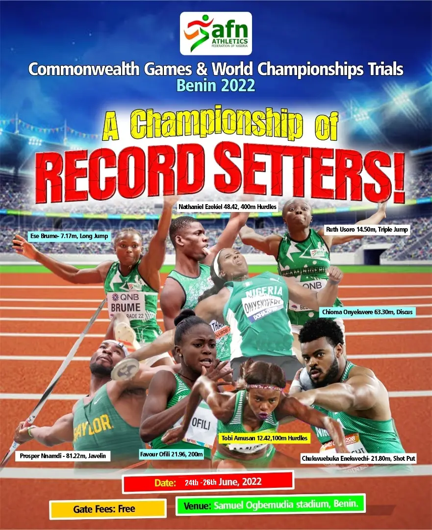 Ofili, Nathaniel, Nnamdi, Other Nigerian Record Holders For Commonwealth Games, World Championships Trials In Benin